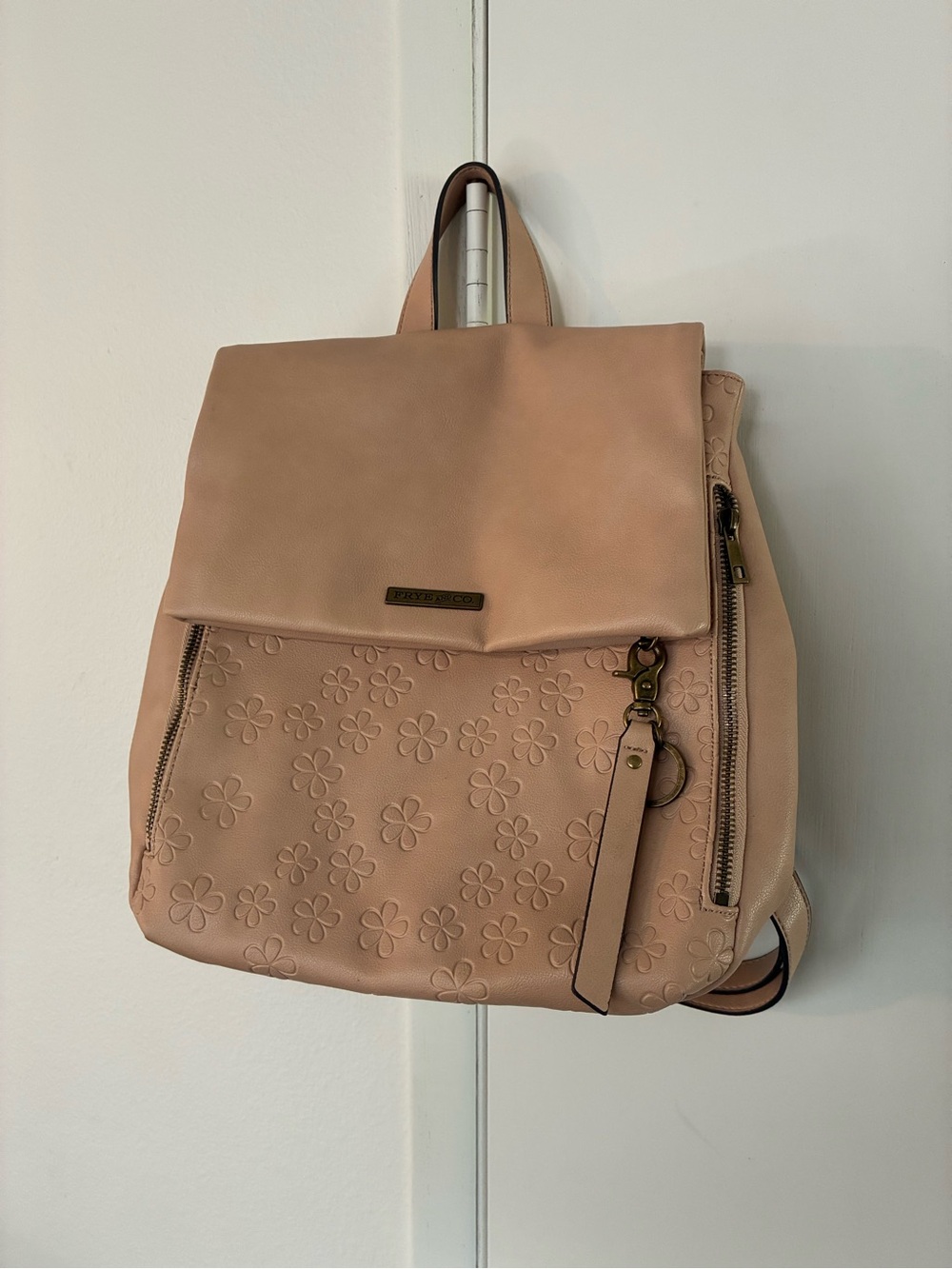 Frye Floral-Embossed Backpack in Blush Pink